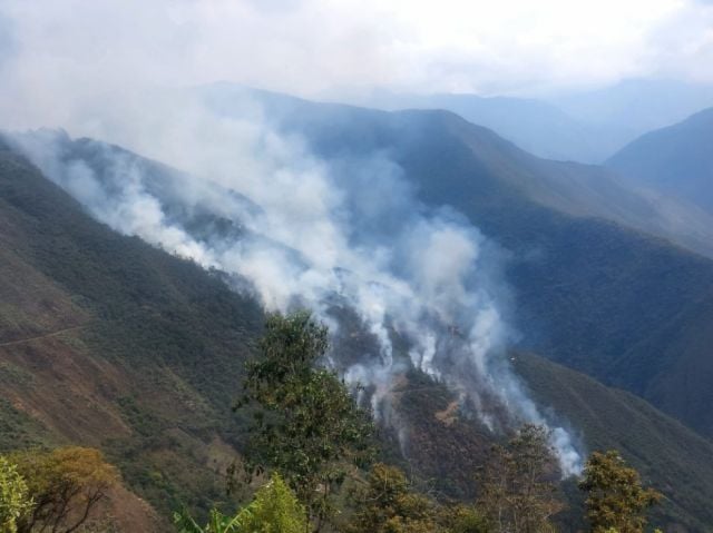 Bomberos combaten incendio en el Parque Nacional Cotapata