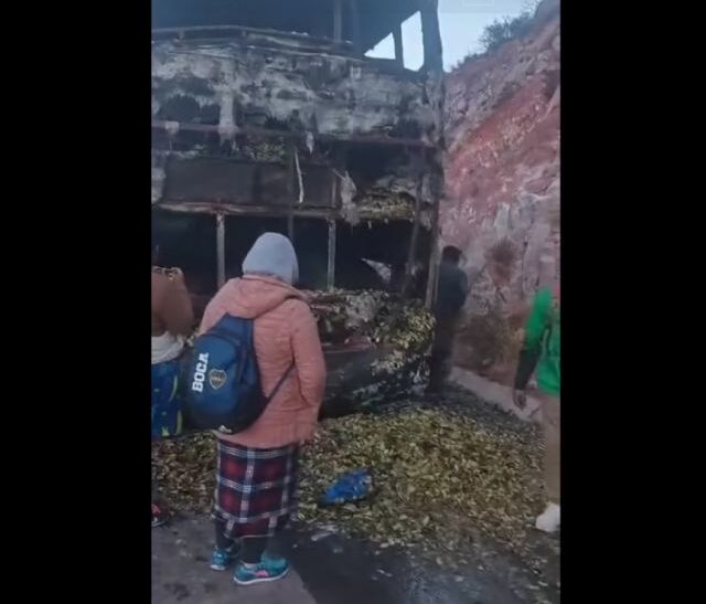 Incendio de bus Aysurbus en ruta La Paz-Tarija: Pasajeros ilesos