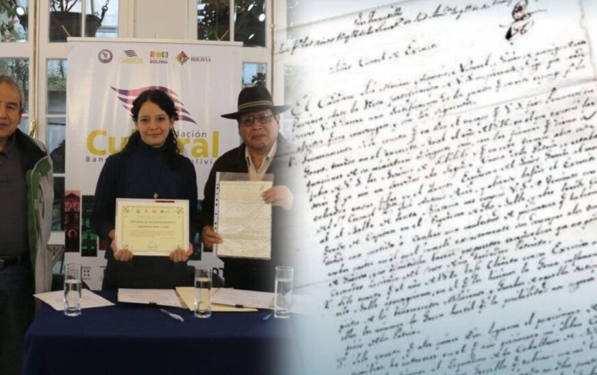 Manuscrito de José Mariano Aramayo sobre la Independencia de Bolivia donado al Archivo Nacional