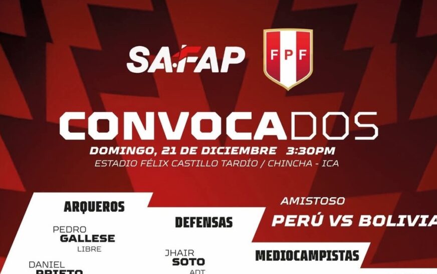 Perú convoca 25 jugadores para amistoso contra Bolivia en Lima